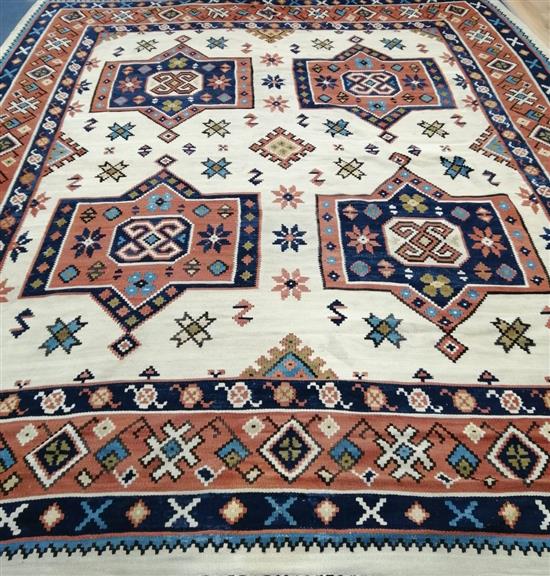 A Kelim geometric flat weave carpet 300 x 387cm